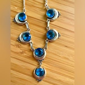 Blue topaz and sterling silver necklace